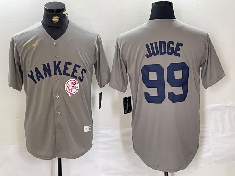 Men New York Yankees #99 Judge Grey Throwback Nike Game 2024 MLB Jersey style 12